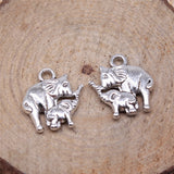 WYSIWYG 10pcs 16x14mm Elephant Mom And Child Charms Pendants For Jewelry Making Antique Silver Plated Antique Bronze Color