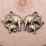 WYSIWYG 10pcs 16x14mm Elephant Mom And Child Charms Pendants For Jewelry Making Antique Silver Plated Antique Bronze Color