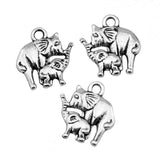 WYSIWYG 10pcs 16x14mm Elephant Mom And Child Charms Pendants For Jewelry Making Antique Silver Plated Antique Bronze Color