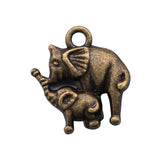 WYSIWYG 10pcs 16x14mm Elephant Mom And Child Charms Pendants For Jewelry Making Antique Silver Plated Antique Bronze Color