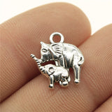 WYSIWYG 10pcs 16x14mm Elephant Mom And Child Charms Pendants For Jewelry Making Antique Silver Plated Antique Bronze Color