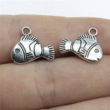 WYSIWYG 10pcs 16x14mm Goldfish Tropical Fish Charm Pendants For Jewelry Making Antique Silver Color Fish Pendants Charm Fish