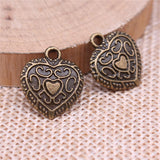 WYSIWYG 10pcs 16x14mm Heart Charms For Jewelry Making Antique Silver Plated Antique Bronze Color Jewelry Findings