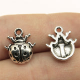 WYSIWYG 10pcs 16x14mm Insect Ladybug Charm Pendants For Jewelry Making Antique Silver Color Ladybug Pendants Charm Ladybug EF3867