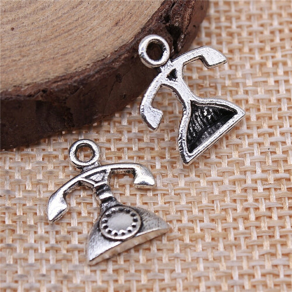 WYSIWYG 10pcs 16x14mm Telphone Charms Antique Silver Color Pendant Charms Jewelry Findings For Jewelry Making