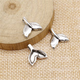 WYSIWYG 10pcs 16x15mm Whale Tail Charm Pendants For Jewelry Making Antique Silver Color Whale Tail Pendants Charm