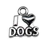 WYSIWYG 10pcs 16x16mm I Heart Dogs Charms Pendant Antique Silver Color For Jewelry Making Zinc Alloy Jewelry Findings