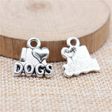 WYSIWYG 10pcs 16x16mm I Heart Dogs Charms Pendant Antique Silver Color For Jewelry Making Zinc Alloy Jewelry Findings
