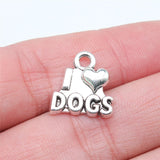 WYSIWYG 10pcs 16x16mm I Heart Dogs Charms Pendant Antique Silver Color For Jewelry Making Zinc Alloy Jewelry Findings