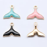 WYSIWYG 10pcs 16x17mm 4 Colors Enamel Whale Tail Charms Pendant For DIY Jewelry Making Handmade Jewelry Craft Findings