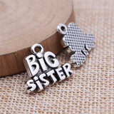 WYSIWYG 10pcs 16x19mm Antique Silver Color Big Sister Charms Pendant For DIY Jewelry Making Handmade Jewelry Craft Findings
