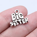 WYSIWYG 10pcs 16x19mm Antique Silver Color Big Sister Charms Pendant For DIY Jewelry Making Handmade Jewelry Craft Findings