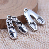 WYSIWYG 10pcs 16x20mm Antique Silver Color Ballet Shoes Charms Pendant For DIY Jewelry Making Handmade Jewelry Craft Findings