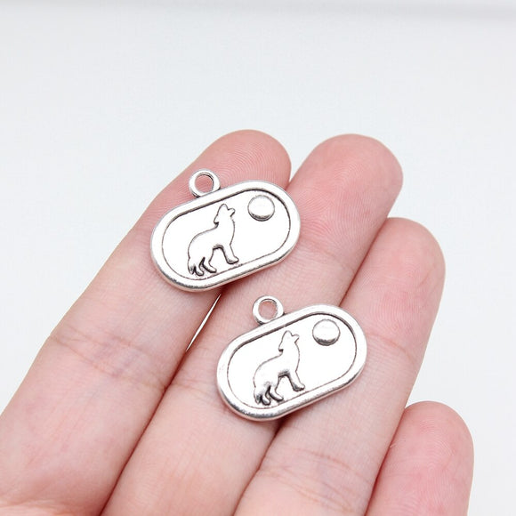 WYSIWYG 10pcs 16x21mm Antique Silver Color Wolf Ow Charms For Jewelry Making