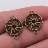 WYSIWYG 10pcs 16x21mm Round Connector Charms Pendants For Jewelry Making 2 Colors Antique Silver Plated Antique Bronze Plated