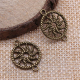 WYSIWYG 10pcs 16x21mm Round Connector Charms Pendants For Jewelry Making 2 Colors Antique Silver Plated Antique Bronze Plated