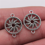 WYSIWYG 10pcs 16x21mm Round Connector Charms Pendants For Jewelry Making 2 Colors Antique Silver Plated Antique Bronze Plated