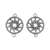 WYSIWYG 10pcs 16x21mm Round Connector Charms Pendants For Jewelry Making 2 Colors Antique Silver Plated Antique Bronze Plated