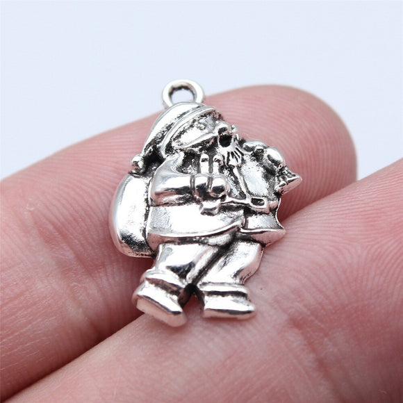 WYSIWYG 10pcs 16x22mm Antique Silver Color Santa Claus Charms Pendant For DIY Jewelry Making Handmade Jewelry Craft Findings