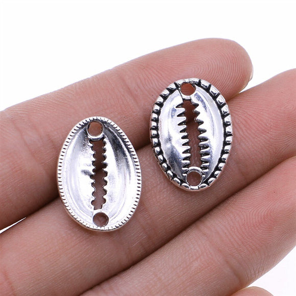 WYSIWYG 10pcs 16x22mm Shell Connector Charms Antique Silver Color For Jewelry Making Charms Pendant DIY Jewelry Findings