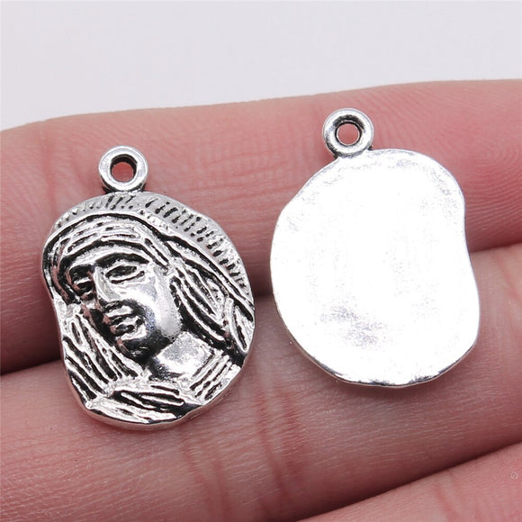 WYSIWYG 10pcs 16x23mm Nun Pendant Charms Antique Silver Color For Jewelry Making Zinc Alloy Jewelry Findings