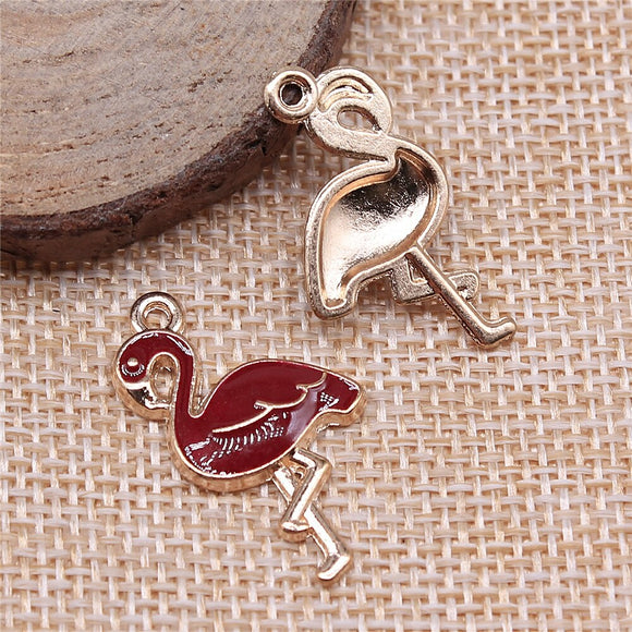 WYSIWYG 10pcs 16x28mm Flamingo Charms KC Gold Color Plated For DIY Jewelry Making Zinc Alloy Charms Pendant Jewelry Findings
