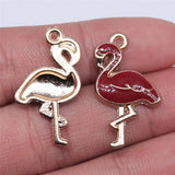 WYSIWYG 10pcs 16x28mm Flamingo Charms KC Gold Color Plated For DIY Jewelry Making Zinc Alloy Charms Pendant Jewelry Findings
