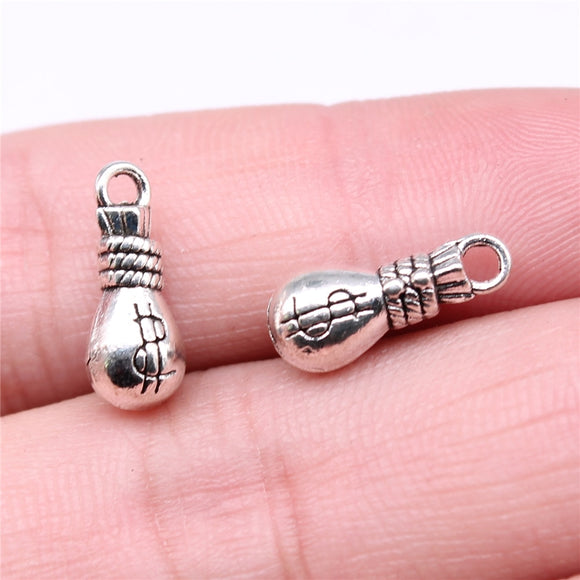 WYSIWYG 10pcs 16x8x7mm 2 Colors Antique Silver Color Antique Bronze Plated Money Bag Charm Money Lucky Charms Money Luck Charms