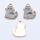 WYSIWYG 10pcs 17.4x14.5mm KC Gold Color Enamel Cat Charms Pendant For DIY Jewelry Making Handmade Jewelry Craft Findings