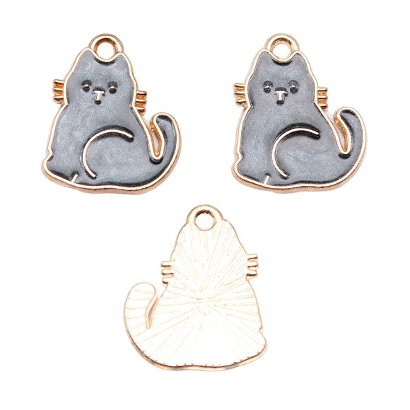 WYSIWYG 10pcs 17.4x14.5mm KC Gold Color Enamel Cat Charms Pendant For DIY Jewelry Making Handmade Jewelry Craft Findings