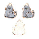 WYSIWYG 10pcs 17.4x14.5mm KC Gold Color Enamel Cat Charms Pendant For DIY Jewelry Making Handmade Jewelry Craft Findings