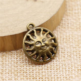 WYSIWYG 10pcs 17mm Sun Charms For Jewelry Making DIY Jewelry Findings Antique Silver Color Antique Bronze Color