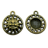 WYSIWYG 10pcs 17mm Sun Charms For Jewelry Making DIY Jewelry Findings Antique Silver Color Antique Bronze Color