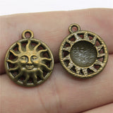 WYSIWYG 10pcs 17mm Sun Charms For Jewelry Making DIY Jewelry Findings Antique Silver Color Antique Bronze Color