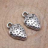 WYSIWYG 10pcs 17x10mm Antqiue Silver Color Pendant Strawberry Charm Strawberry Pendants Strawberry For Jewelry Making