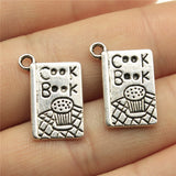 WYSIWYG 10pcs 17x11mm Cook Book Charm Pendants For Jewelry Making Antique Silver Color Cook Book Pendants Charm