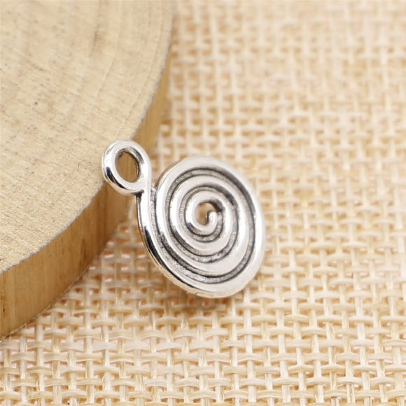 WYSIWYG 10pcs 17x12mm Swirl Charm Pendants For Jewelry Making Antique Silver Color Whirlpool Round Tag Pendants Charm Swirl
