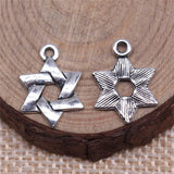 WYSIWYG 10pcs 17x14mm Star Of David Charms Pendants For Jewelry Making 2 Colors Antique Silver Plated Antique Bronze Plated