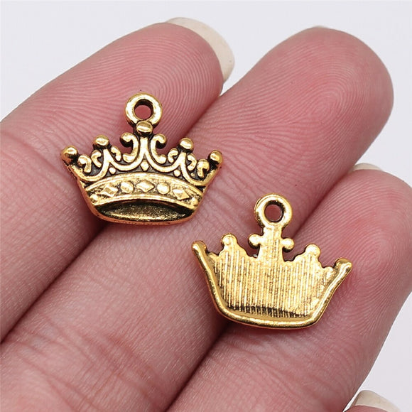 WYSIWYG 10pcs 17x15mm Antique Silver Color Antique Gold Color Crown Charms For Jewelry Making DIY Jewelry Findings