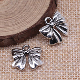WYSIWYG 10pcs 17x16mm Antique Silver Color Bowknot Charms Pendant For Jewelry Making DIY Jewelry Findings