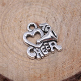 WYSIWYG 10pcs 17x16mm I Heart To Cheer Charms For Jewelry Making Antique Silver Color Charm Pendant Jewelry Accessories