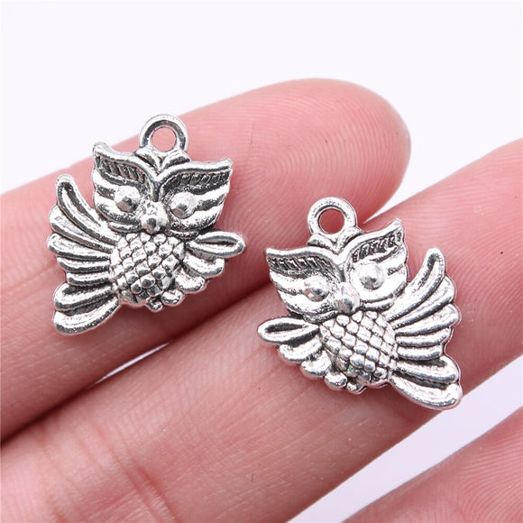 WYSIWYG 10pcs 17x16mm Owl Charms For Jewelry Making Antique Silver Plated Antique Bronze Color Jewelry Findings