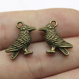 10pcs 17x17mm 2 Colors Antique Silver Color Antique Bronze Plated Pendants Bird Charm 3D Bird Pendants Sparrow Bird ef3921