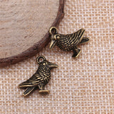 10pcs 17x17mm 2 Colors Antique Silver Color Antique Bronze Plated Pendants Bird Charm 3D Bird Pendants Sparrow Bird ef3921