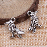 10pcs 17x17mm 2 Colors Antique Silver Color Antique Bronze Plated Pendants Bird Charm 3D Bird Pendants Sparrow Bird ef3921