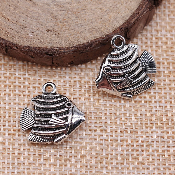 WYSIWYG 10pcs 17x17mm Fish Charms For Jewelry Making Jewelry Accessories Antique Silver Plated Antique Bronze Plated