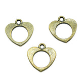 WYSIWYG 10pcs 17x17mm Hollow Heart Charms Pendants For Jewelry Making 2 Colors Antique Silver Plated Antique Bronze Plated
