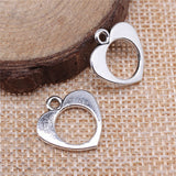 WYSIWYG 10pcs 17x17mm Hollow Heart Charms Pendants For Jewelry Making 2 Colors Antique Silver Plated Antique Bronze Plated