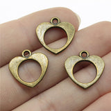 WYSIWYG 10pcs 17x17mm Hollow Heart Charms Pendants For Jewelry Making 2 Colors Antique Silver Plated Antique Bronze Plated