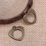 WYSIWYG 10pcs 17x17mm Hollow Heart Charms Pendants For Jewelry Making 2 Colors Antique Silver Plated Antique Bronze Plated